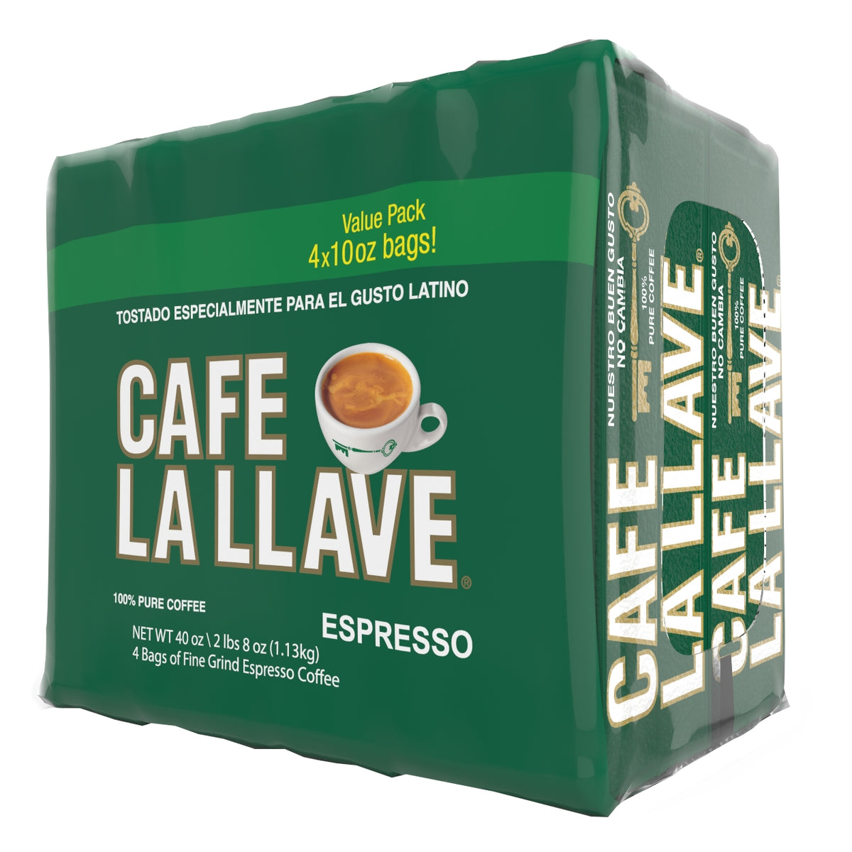 Cafe La Llave Espresso Fine Ground Coffee, Dark Roast, 10 oz, 4 ct — original product image 1 of 3