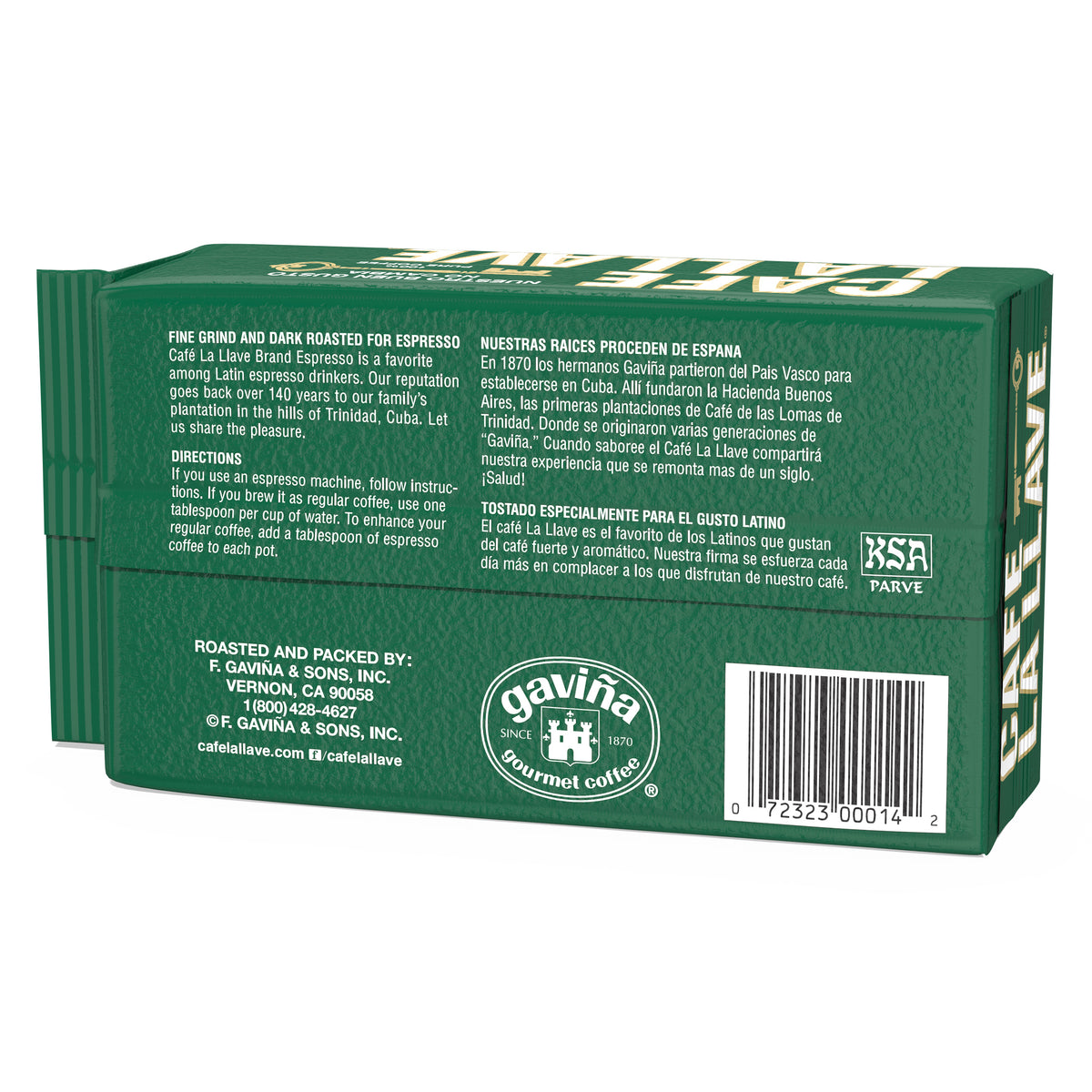 Cafe La Llave Espresso Fine Ground Coffee, Dark Roast, 10 oz, 4 ct — original product image 3 of 3