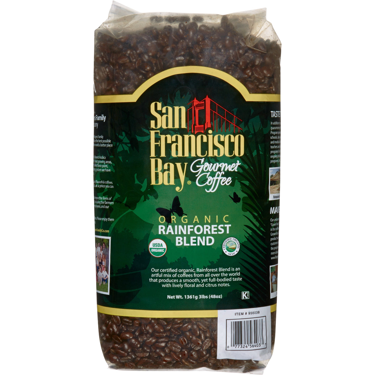 San Francisco Bay Organic Rainforest Blend Whole Bean Coffee, Medium Roast, 3 lbs — original product image 1 of 1