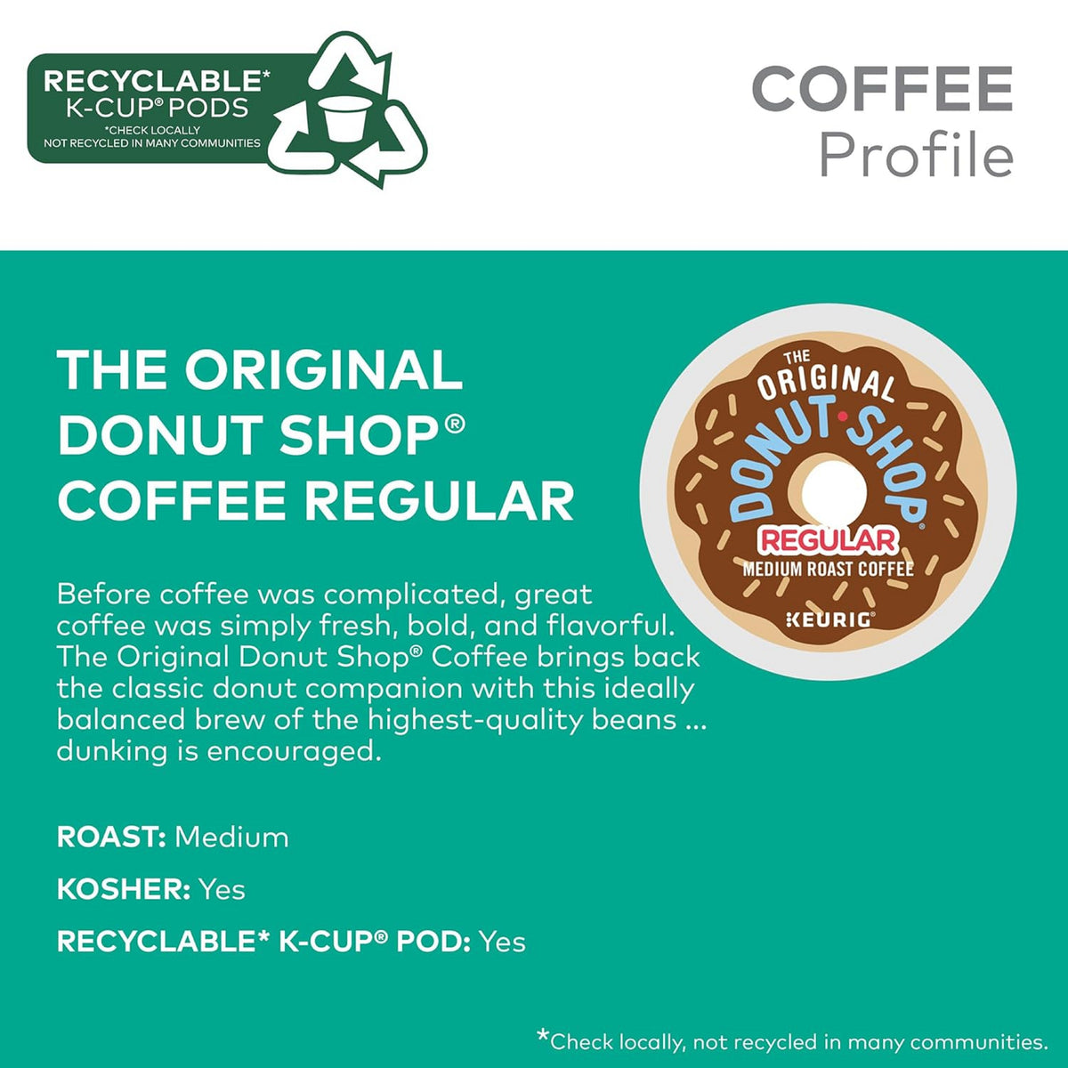 Donut Shop Original, Medium Roast, 100 ct K Cup