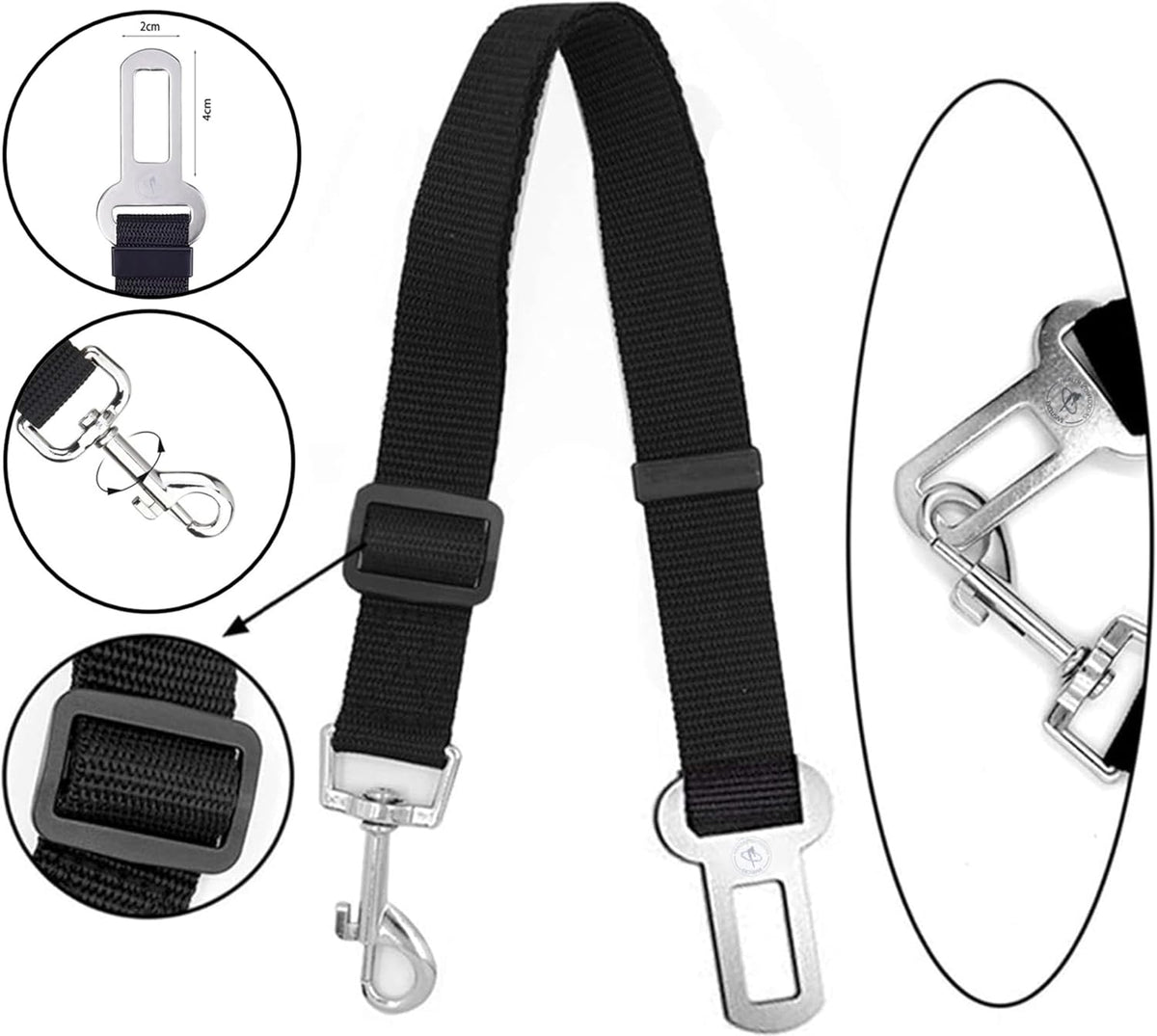 Car Dog Leash - Best Dog Seat Belt (2 Pack) Car Harness Attachment for Dogs - Adjustable Dog Restraints Seatbelts for Cars (17.5In - 26In)