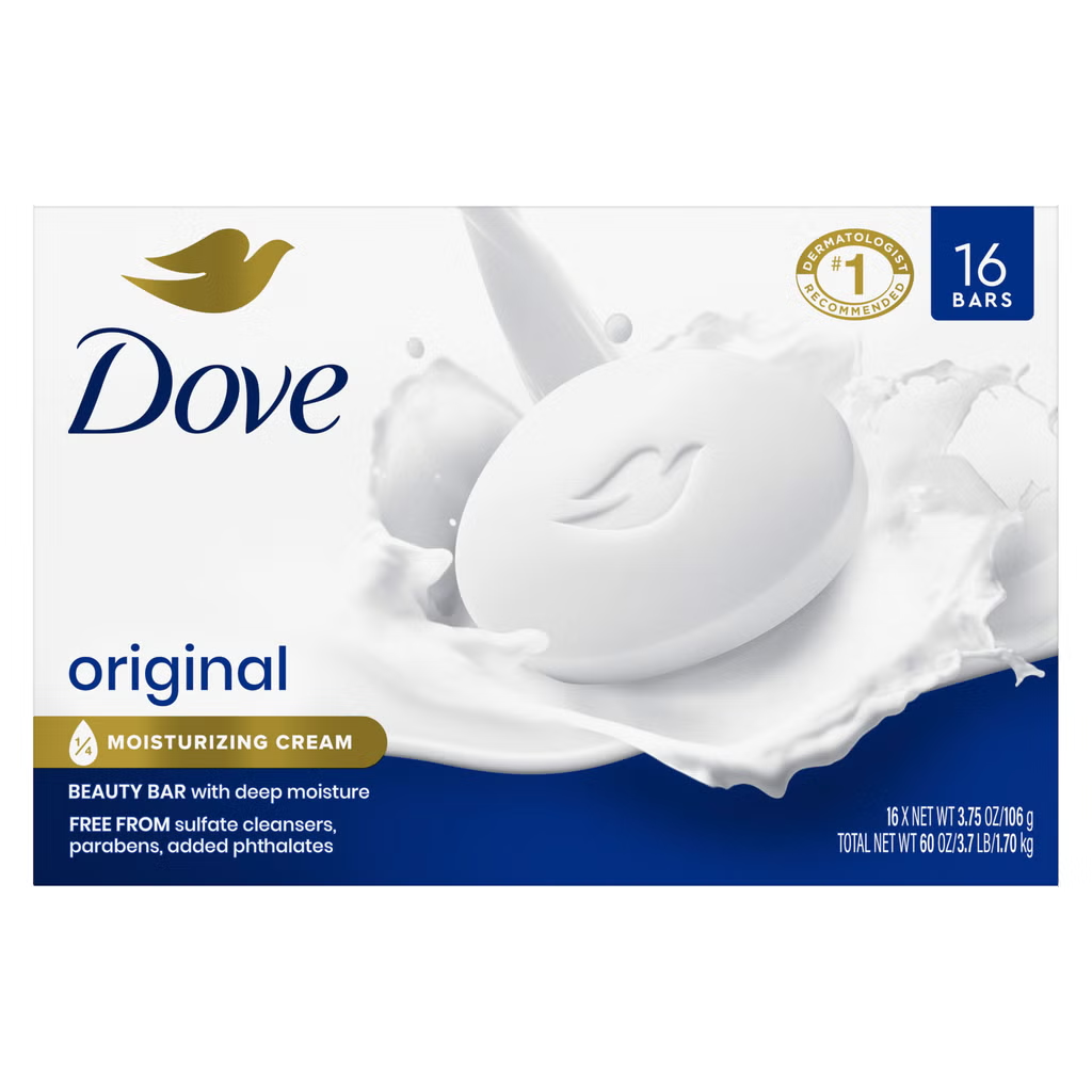 Dove Original Beauty Bars - original packaging and label, view 1