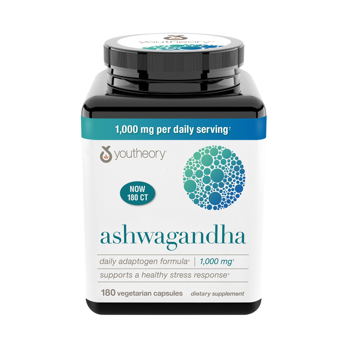 Youtheory Ashwagandha - original packaging and label, view 1