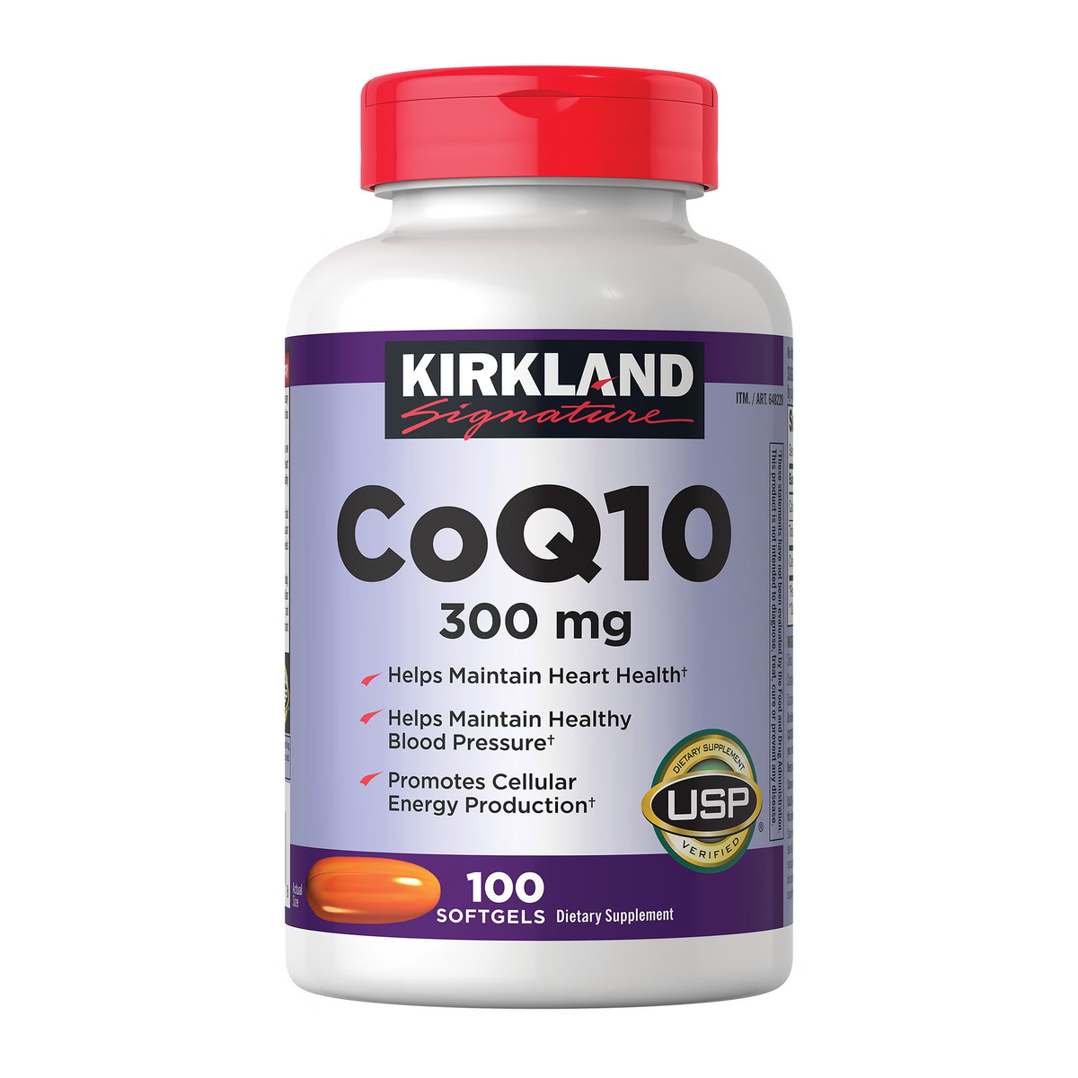 Kirkland Signature CoQ10 300 mg - original packaging and label, view 2