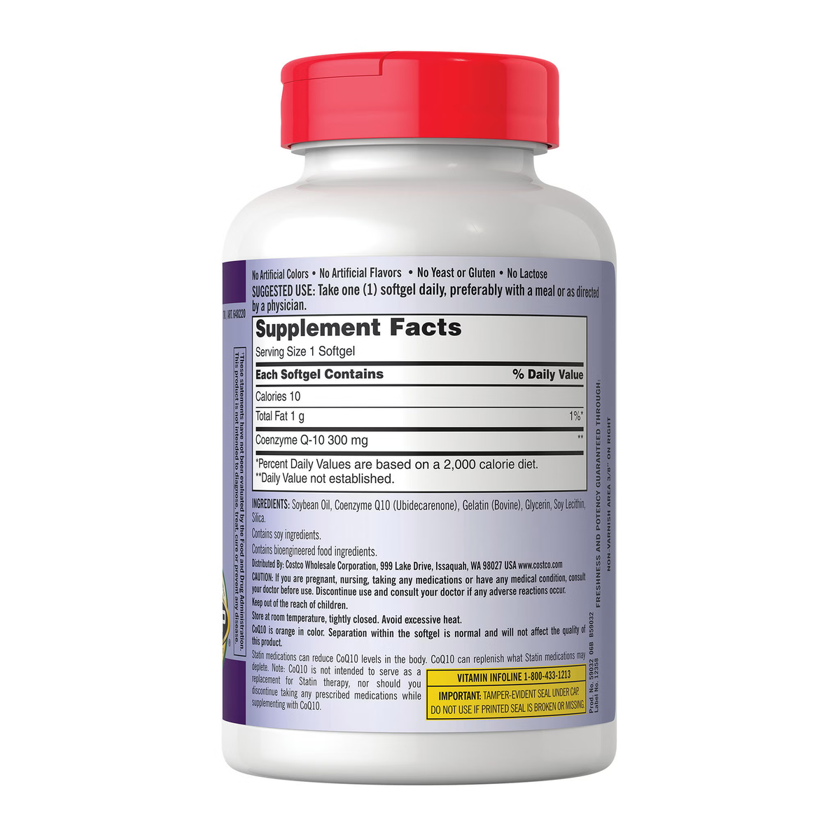 Kirkland Signature CoQ10 300 mg - original packaging and label, view 3