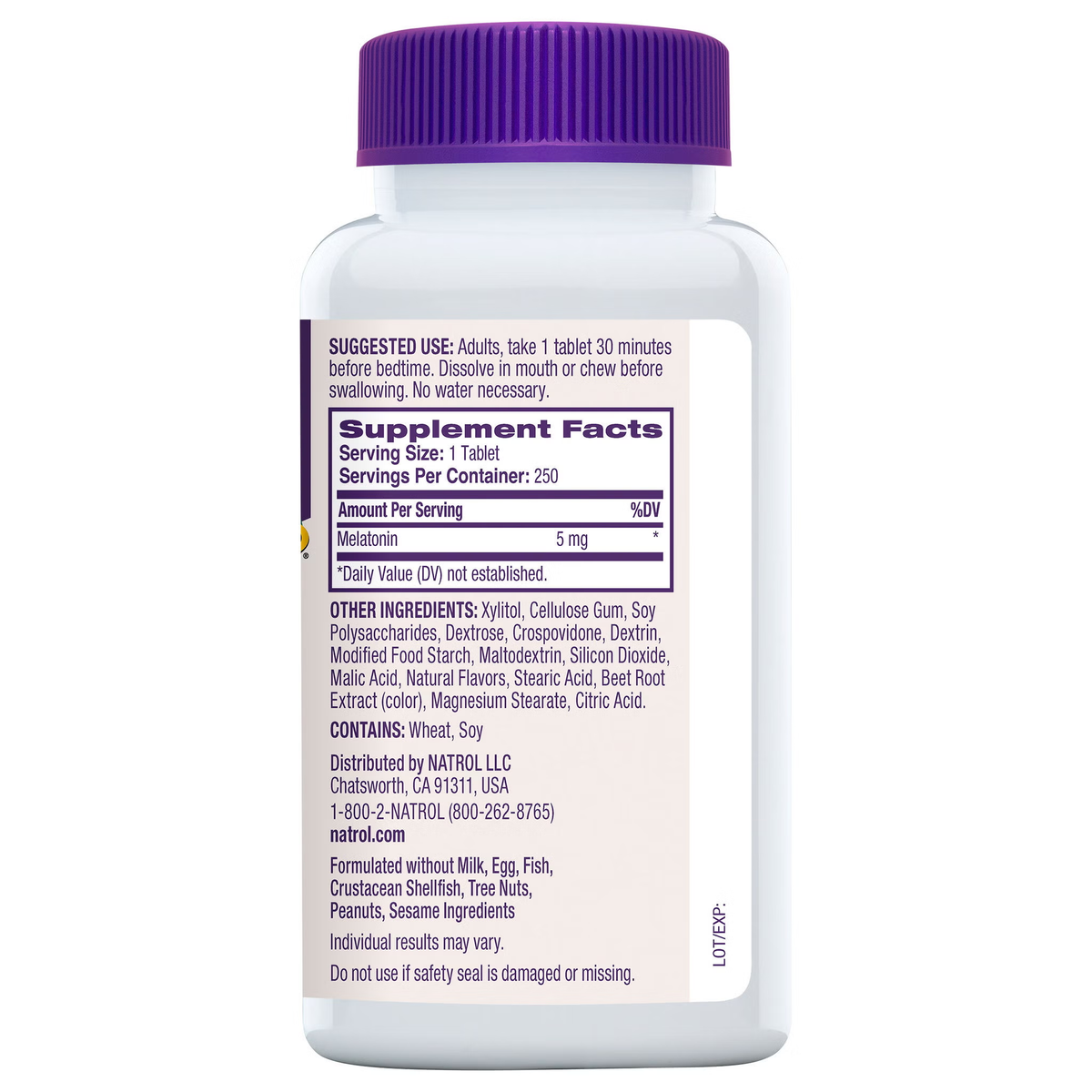 Natrol Fast Dissolve Melatonin 5 mg, Strawberry - original packaging and label, view 3