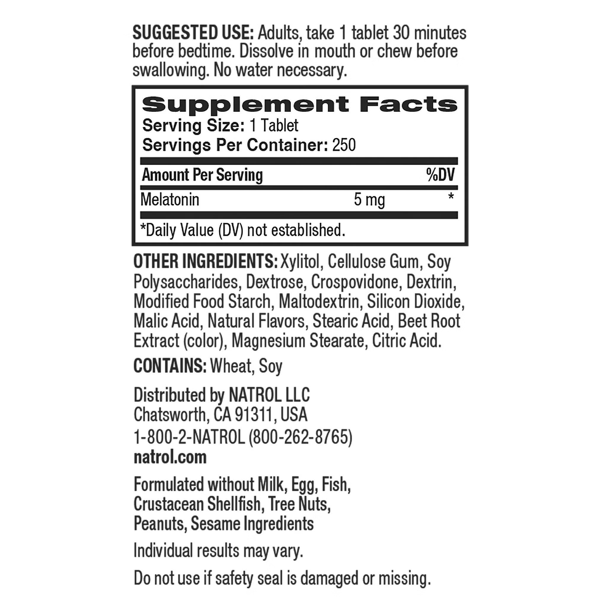 Natrol Fast Dissolve Melatonin 5 mg, Strawberry - original packaging and label, view 4