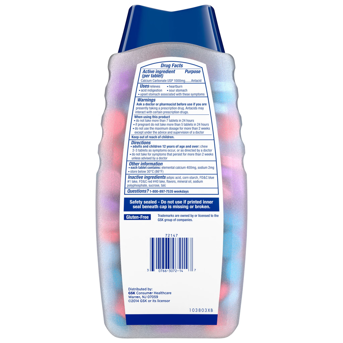 TUMS Ultra 1000 Antacid, Assorted Berries — original retail packaging, view 2