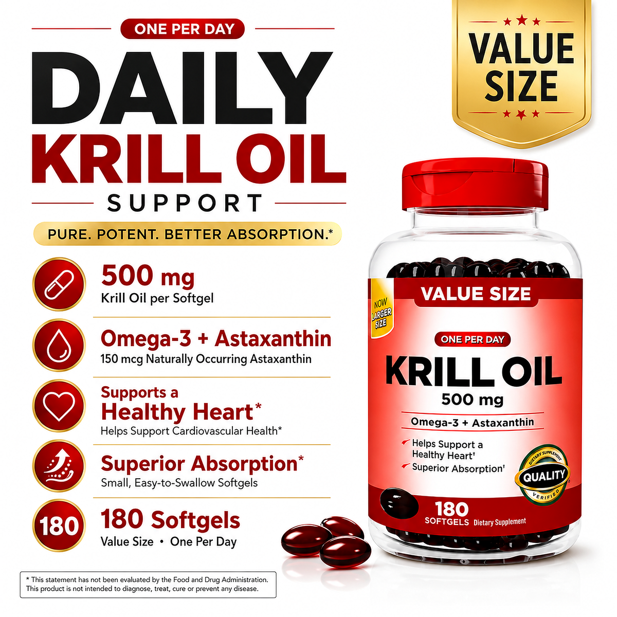 Kirkland Signature Krill Oil 500mg Krill Oil 180CT