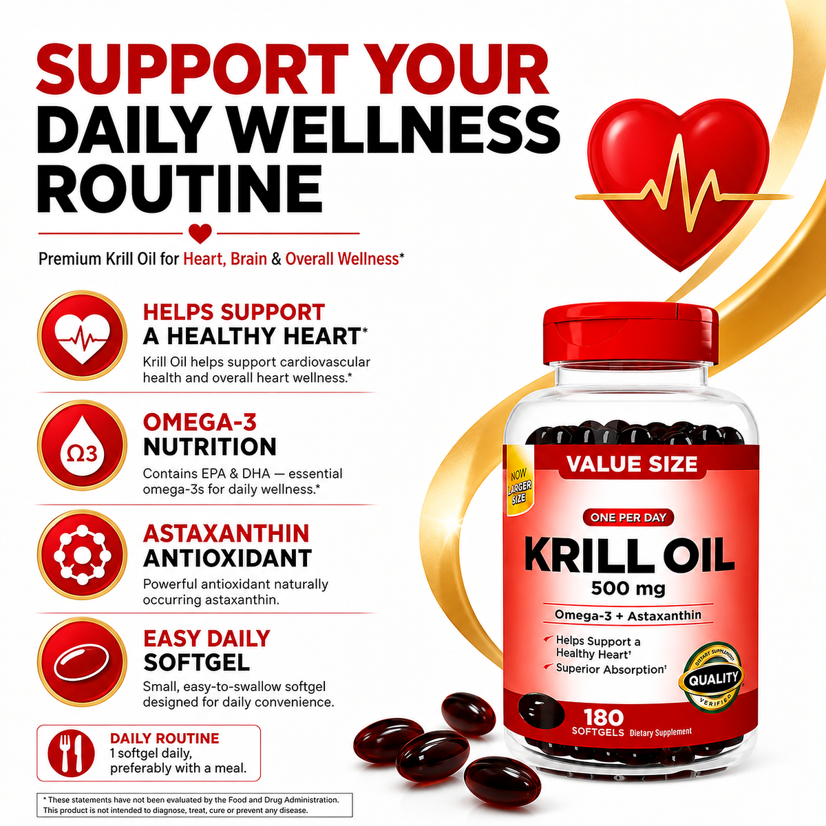 Kirkland Signature Krill Oil 500mg Krill Oil 180CT