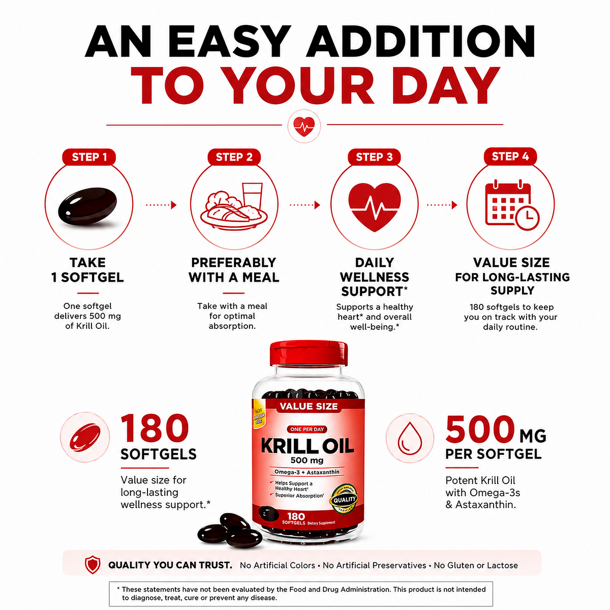 Kirkland Signature Krill Oil 500mg Krill Oil 180CT