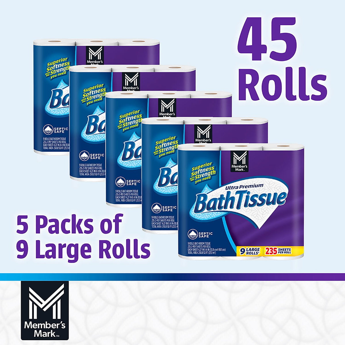 Member's Mark Ultra Premium 2-Ply Toilet Paper 45 rolls, 235 sheets/roll