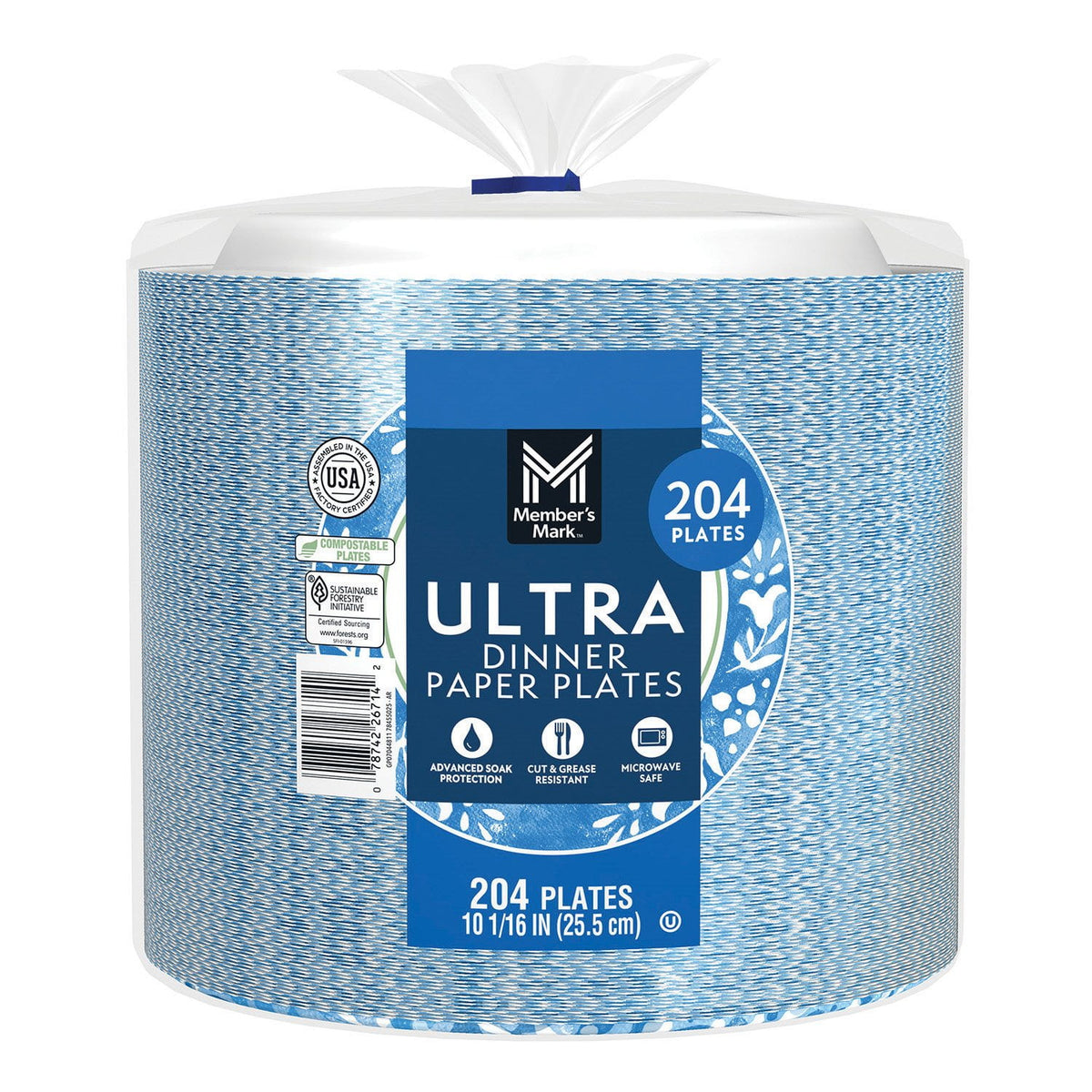 Member's Mark Ultra Dinner Paper Plates, 10", 204 ct.