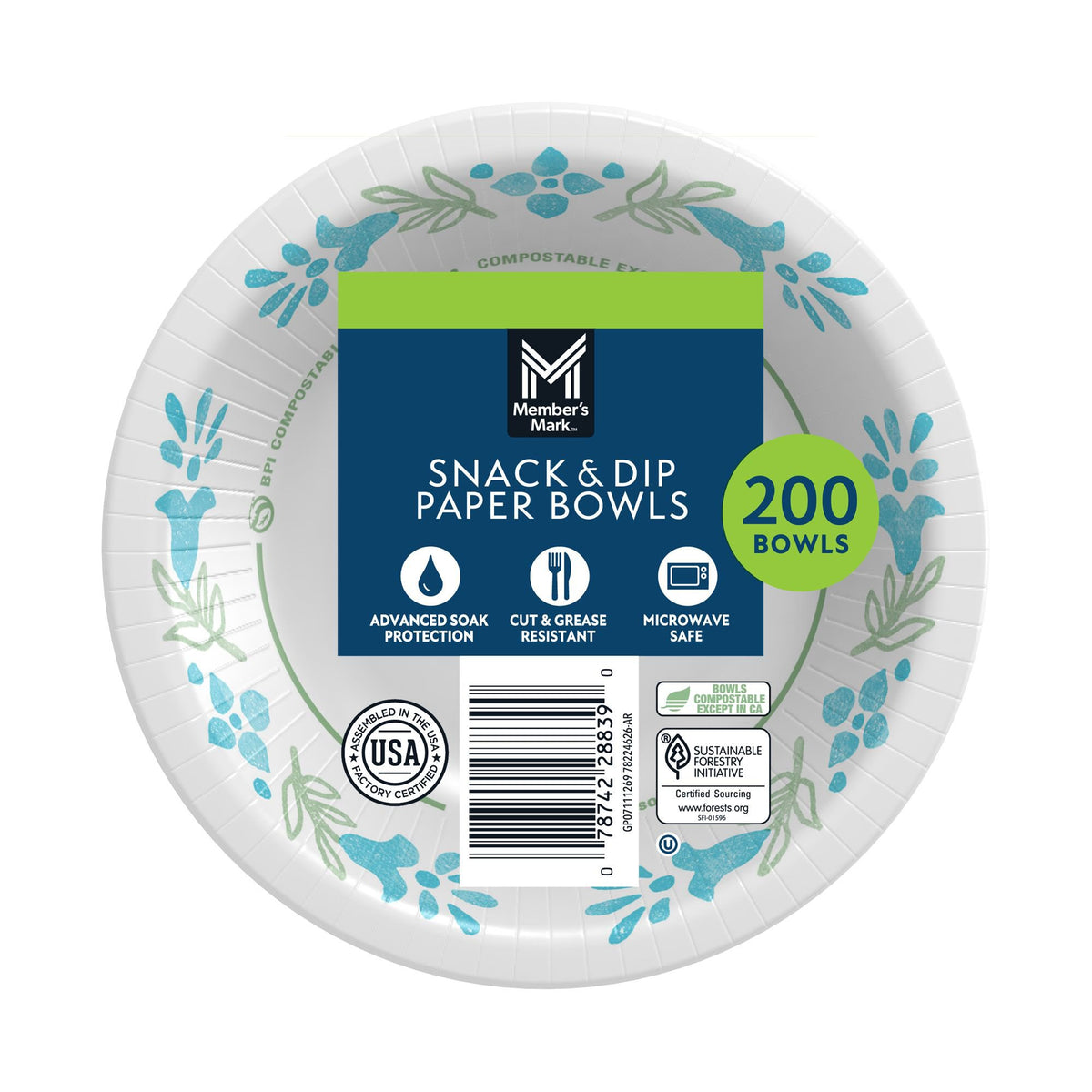 Member's Mark Snack/Dip Paper Bowls, 12 oz., 200 ct.