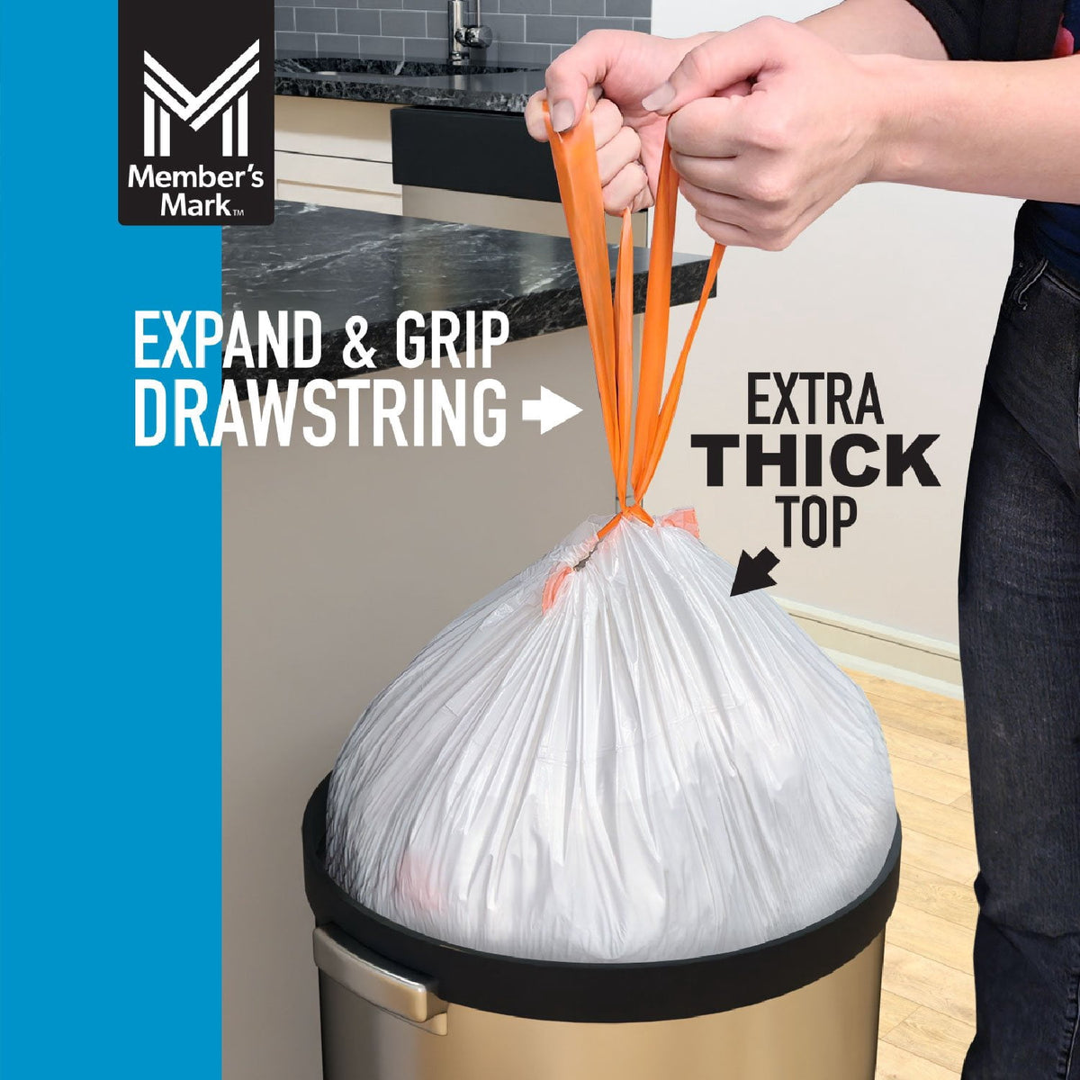 Member's Mark Power Flex 13-Gallon Tall Kitchen Trash Bags, 200 ct.