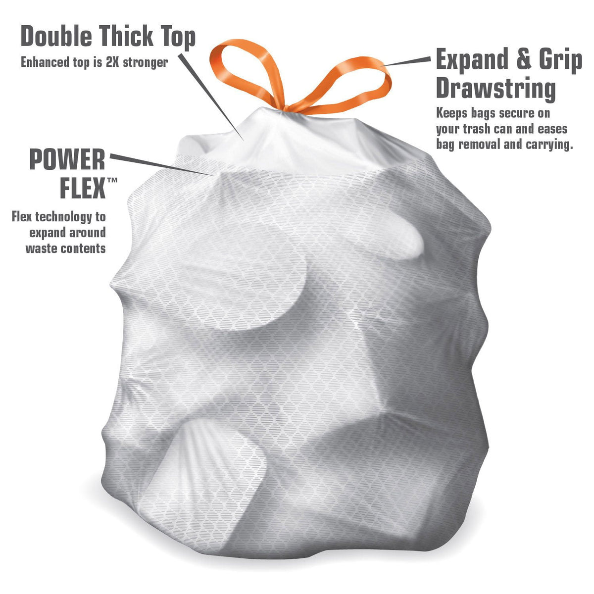 Member's Mark Power Flex 13-Gallon Tall Kitchen Trash Bags, 200 ct.