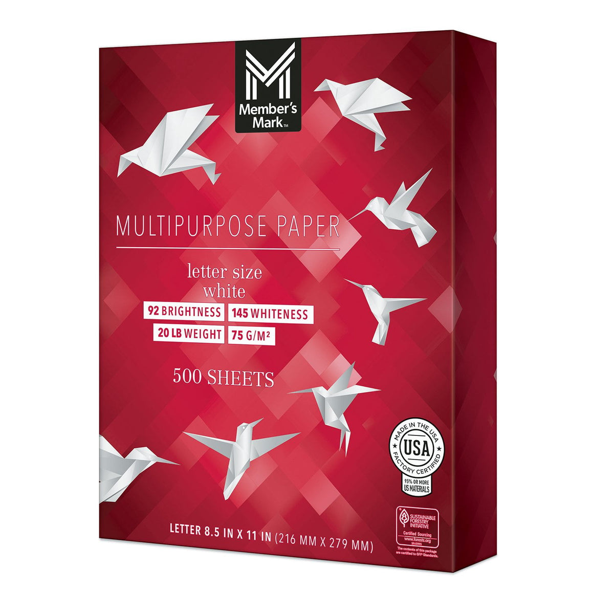 Member's Mark Multipurpose Copy Paper, 8.5 x 11”, 92 Bright, 20 lbs., 10 Reams (5,000 sheets)