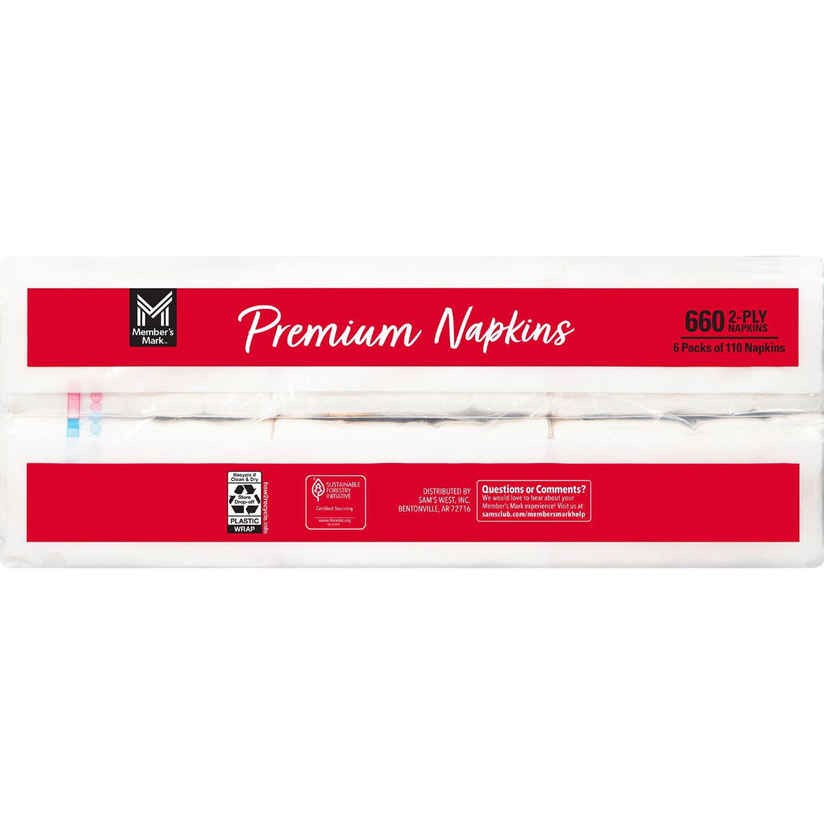 Member's Mark Ultra Premium 2-Ply White Napkins 6 pks., 110 napkins/pk.