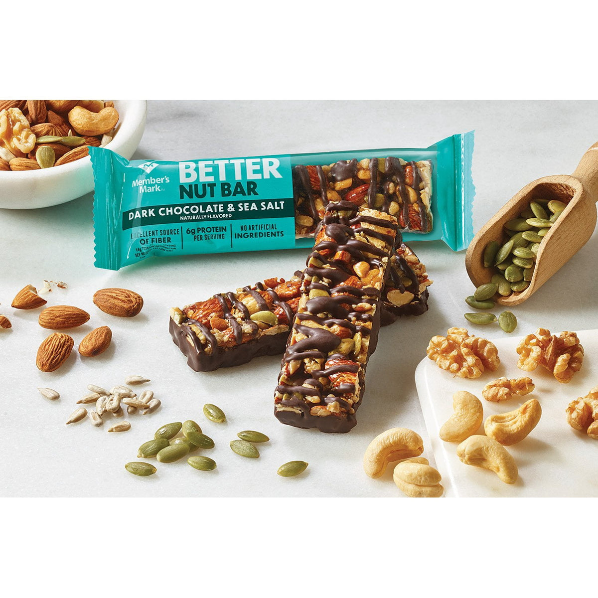 Member's Mark The Better Nut Bar, Dark Chocolate and Sea Salt, 24 ct.