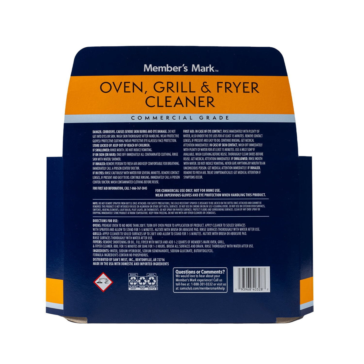 Member's Mark Commercial Oven, Grill and Fryer Cleaner, 32 oz., 3 pk.