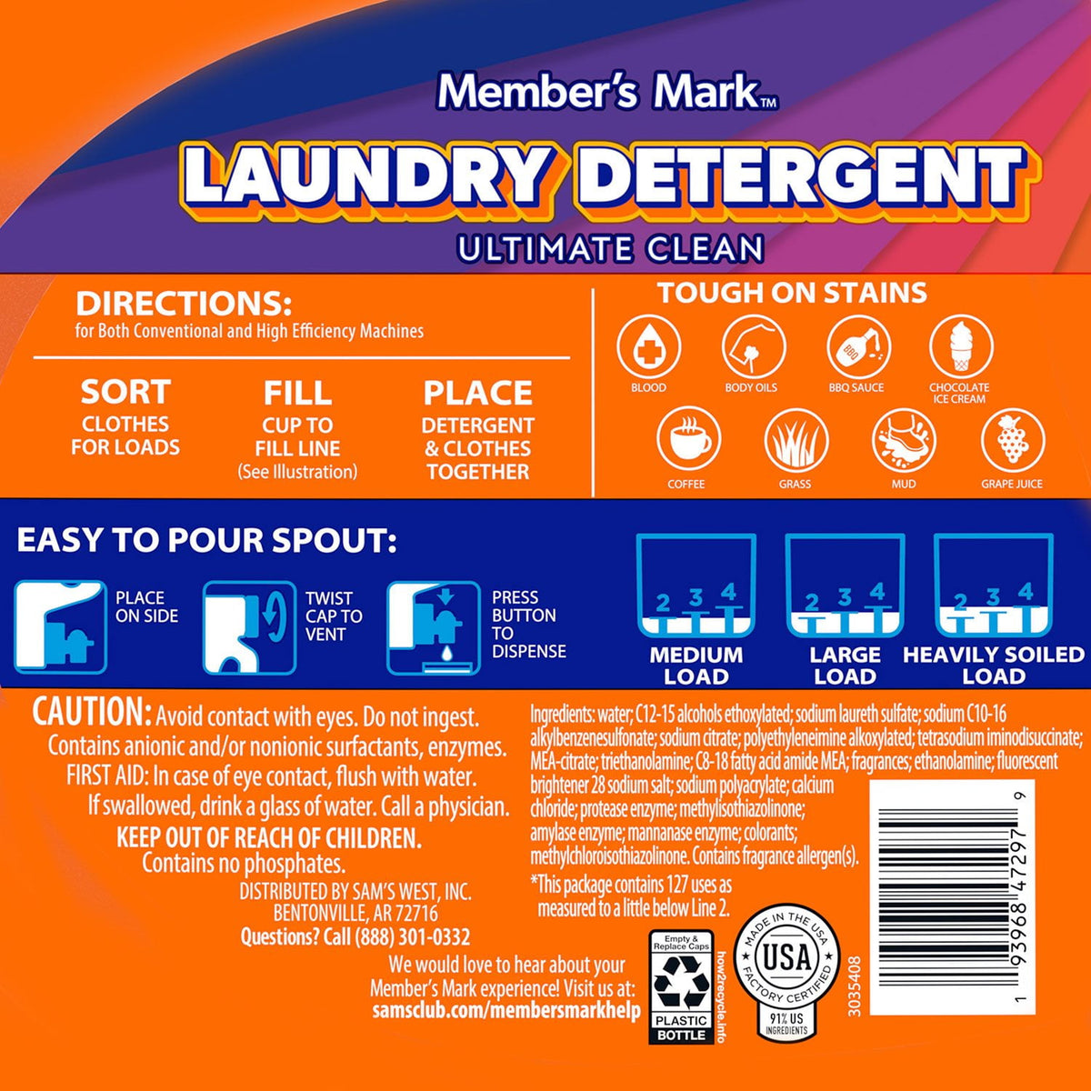 Member's Mark Liquid Laundry Detergent, Fresh Scent, 127 loads, 196 fl. oz.