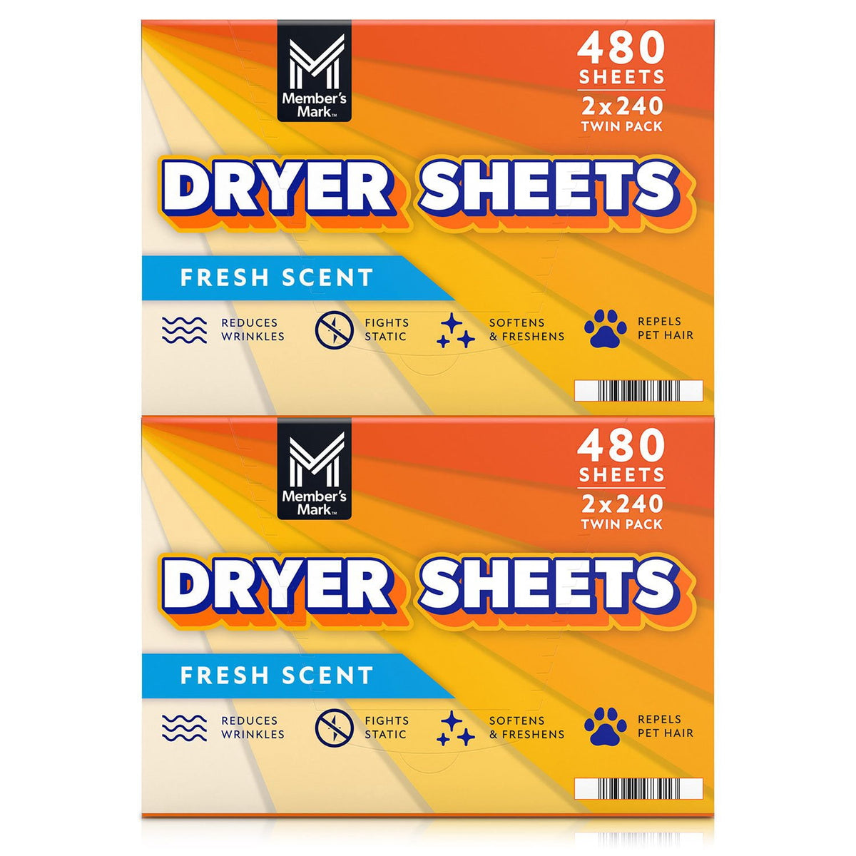 Member's Mark Fabric Softener Dryer Sheets, Fresh Scent, 480 ct.