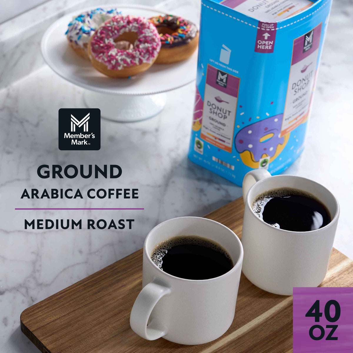 Member's Mark Medium Roast Ground Coffee, Donut Shop, 40 oz.