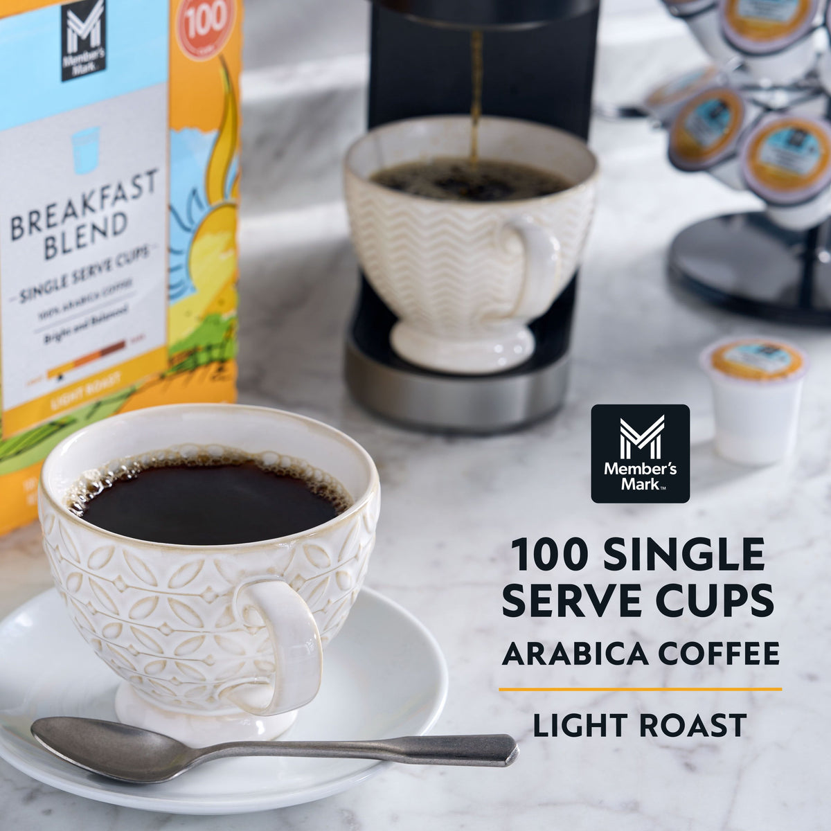 Member's Mark Light Roast Coffee Pods, Breakfast Blend, 100 ct.