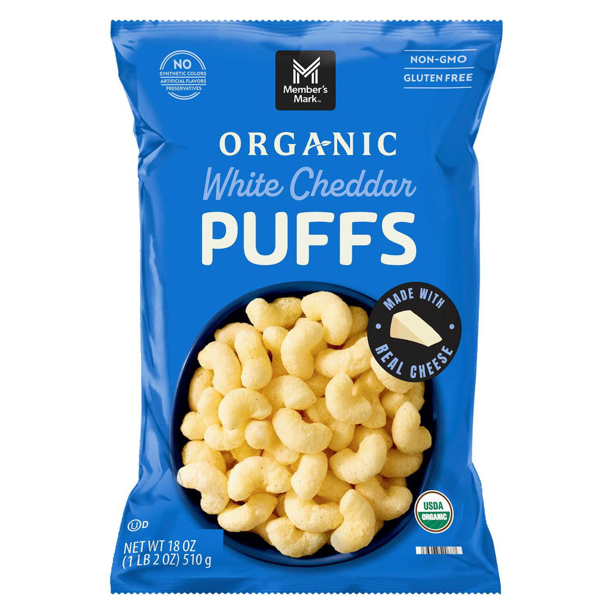 Member's Mark Organic White Cheddar Puffs, 18 oz.