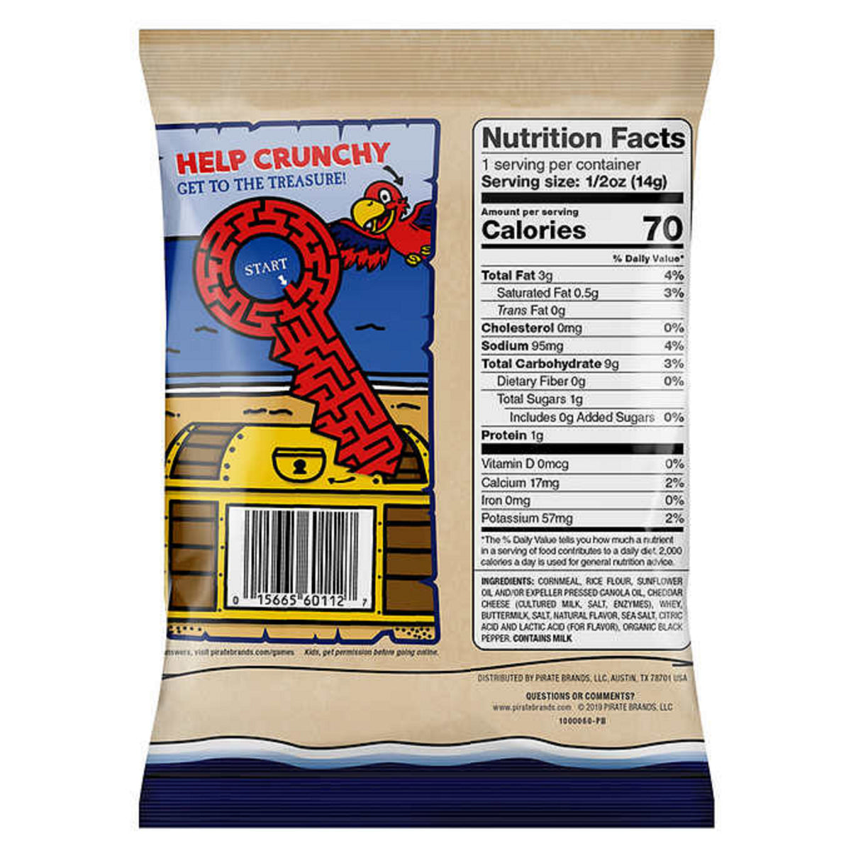 Pirates Booty Baked Rice and Corn Puffs, White Cheddar, 40 ct