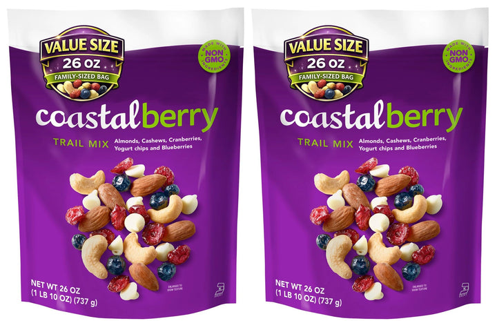 Wild Coastal Berry Trail Mix Root, 100% Natural Almonds, Cashews, Cranberries, Yogurt Chips and Blueberries, Non-GMO, Pack of