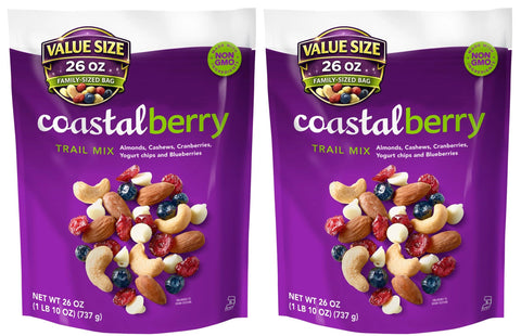 Wild Coastal Berry Trail Mix Root, 100% Natural Almonds, Cashews, Cranberries, Yogurt Chips and Blueberries, Non-GMO, Pack of