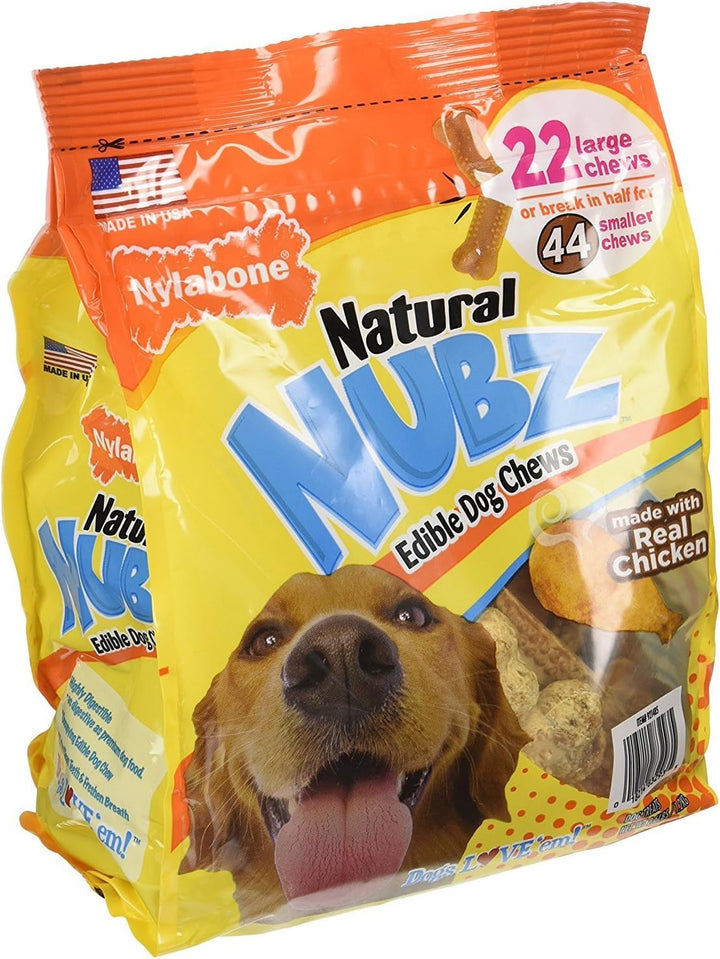 Nylabone Natural Nubz Edible Dog Chews Value Pack of 66ct. / 7.8 lbs. Total (3 x 2.6 lb / 22 ct Bags)