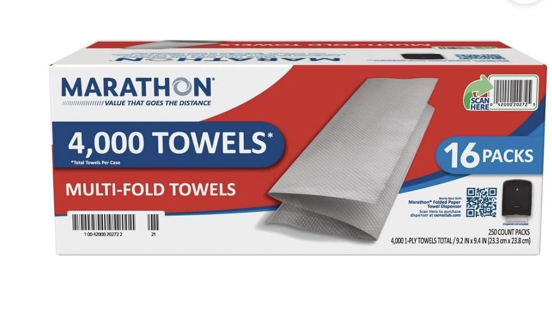 Marathon multifold paper towels, 4,000 count, two-pack