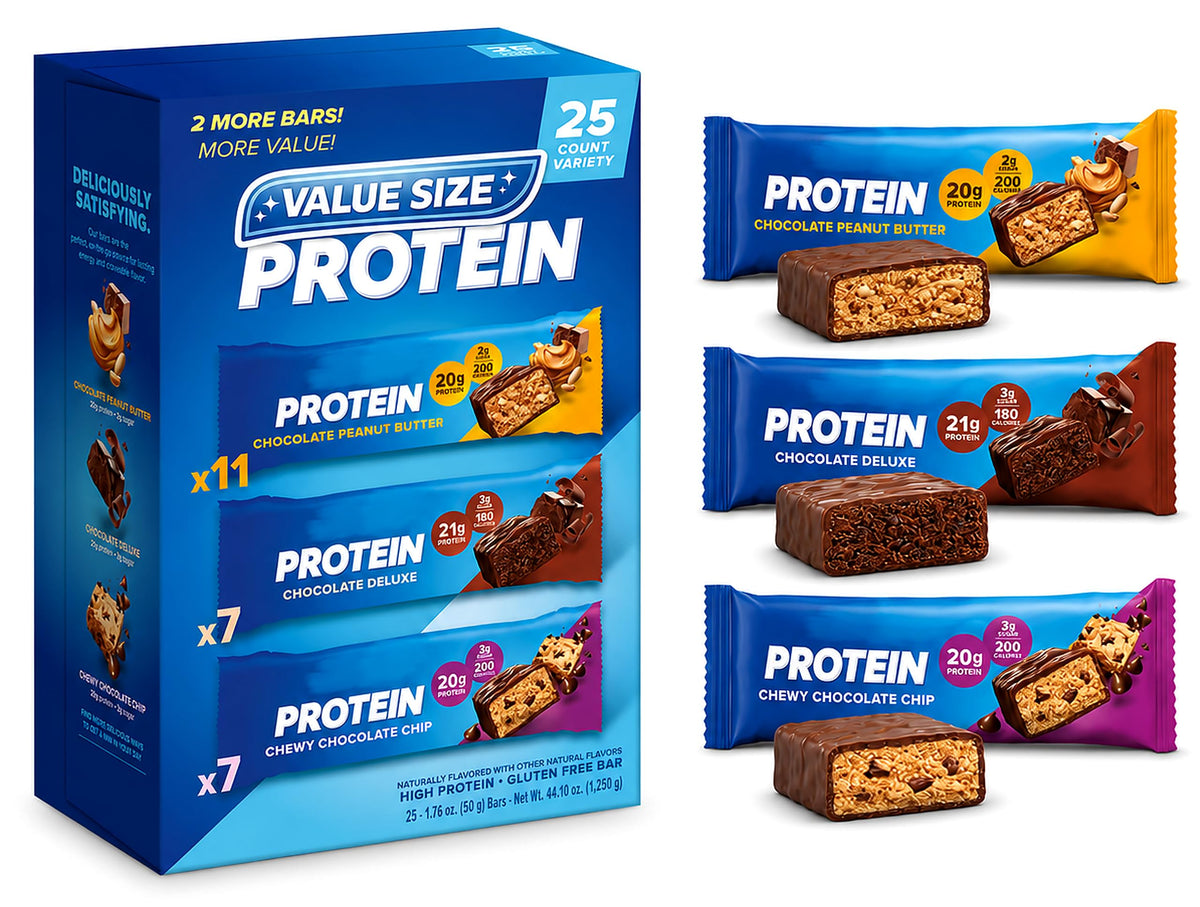 Pure Proteins, 25 Protein Bars, Variety, 20g Protein, Lasting Energy and Delicious Flavor, High Protein, Gluten Free