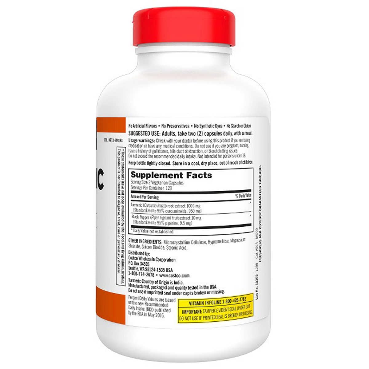 Just Grown Turmeric 1000 mg., 240 Capsules (1 Pack) — additional product image 4
