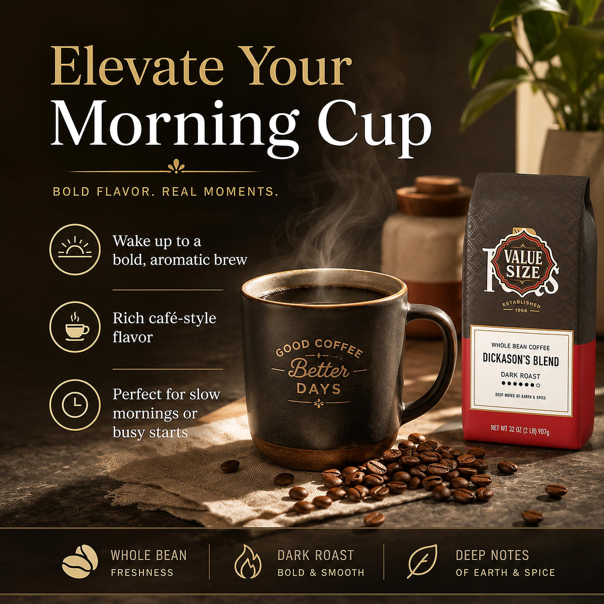 Peet Whole Bean, Major Dickason, Dark Roast 2LB Bag, Set of 2, Notes of Earth and Spice — additional product image 6