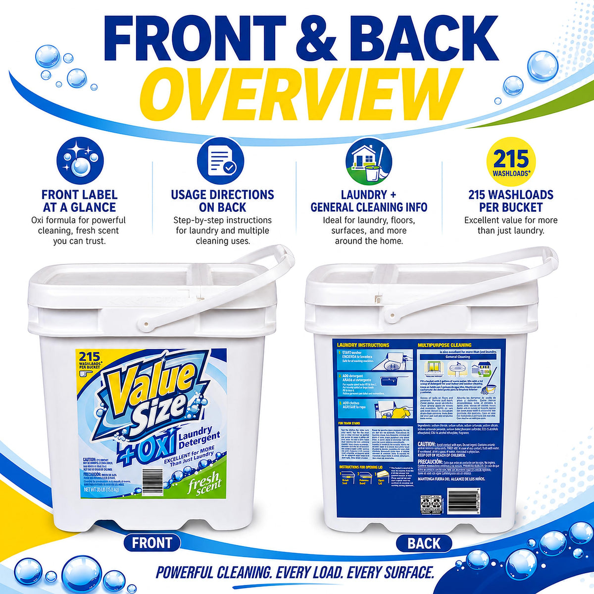 Detergent Wind Bucket Fresh, Added Oxi, 215 Loads, 560 oz Powder Laundry Detergent — additional product image 3