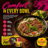 Vietnamese Pho Beef Noodle Soup 9 Bowls Pack, Ready in 3 Minutes, Gluten-Free, with Chili Oil — additional product image 9