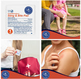 HEALTH & OUTDOORS Sting and Bite Pads (120 CT) for Itch and Pain Relief, 6% Benzocaine, Useful for Burns and Wounds, Compact