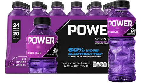 Power Sports Drink Grape Purple 24CT, Electrolyte Enhanced Hydration Drink 20 oz