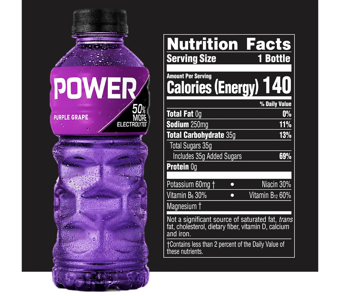 Power Sports Drink Grape Purple 24CT, Electrolyte Enhanced Hydration Drink 20 oz — additional product image 2