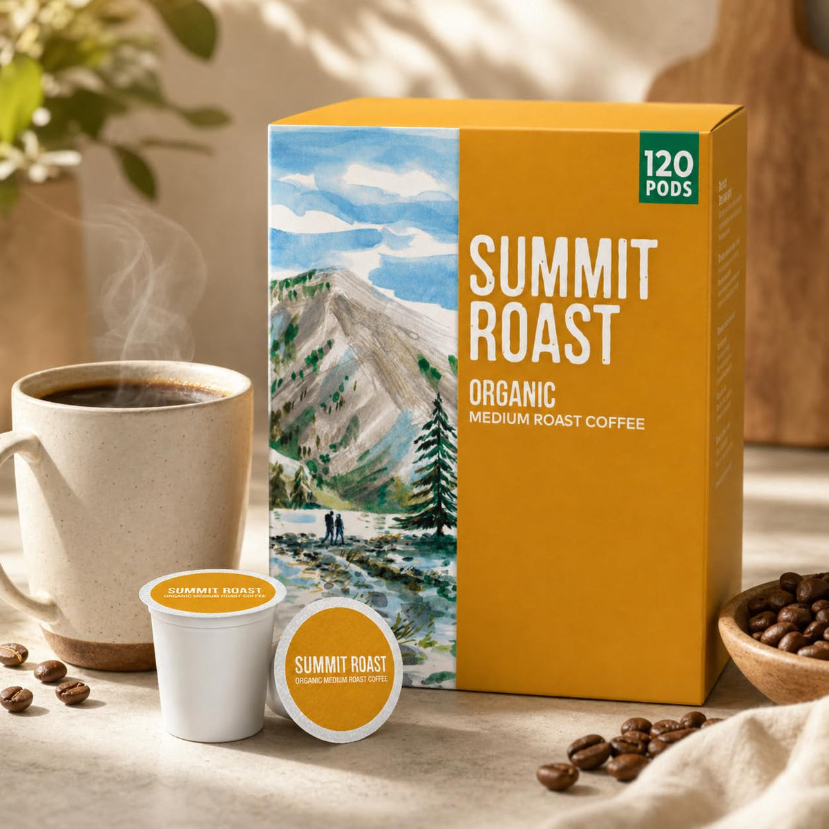 KS Summit Roast, 120 Count Organic Medium Roast Coffee Pods, Fair Trade Certified — additional product image 3