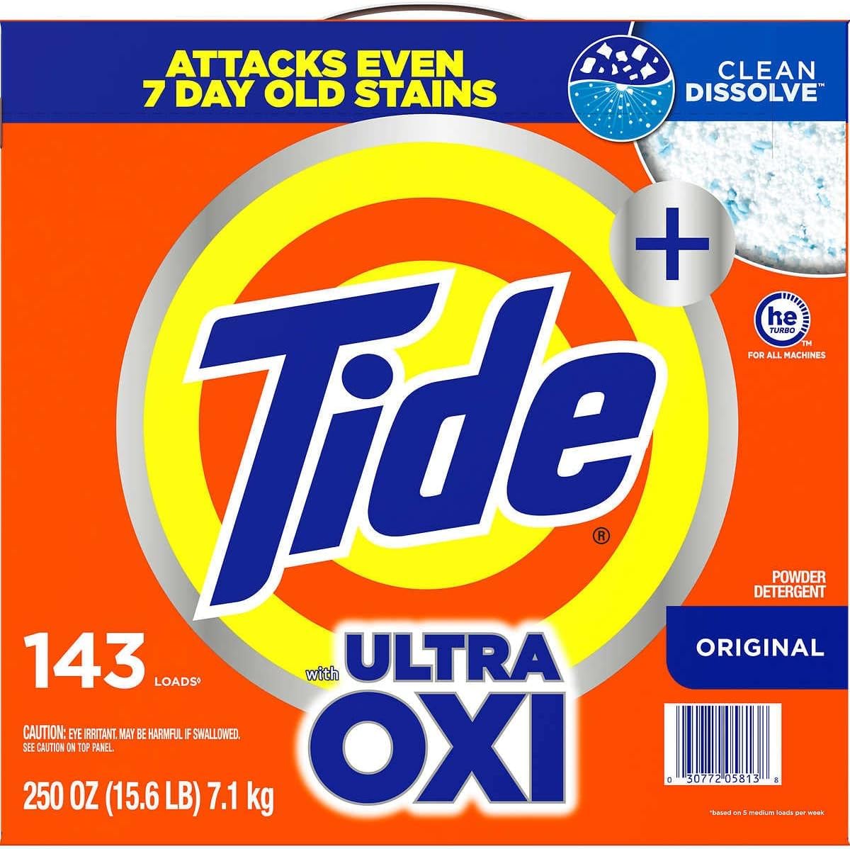 Tide HE Ultra Oxi Powder Laundry Detergent, Original, 250 Ounce — additional product image 4