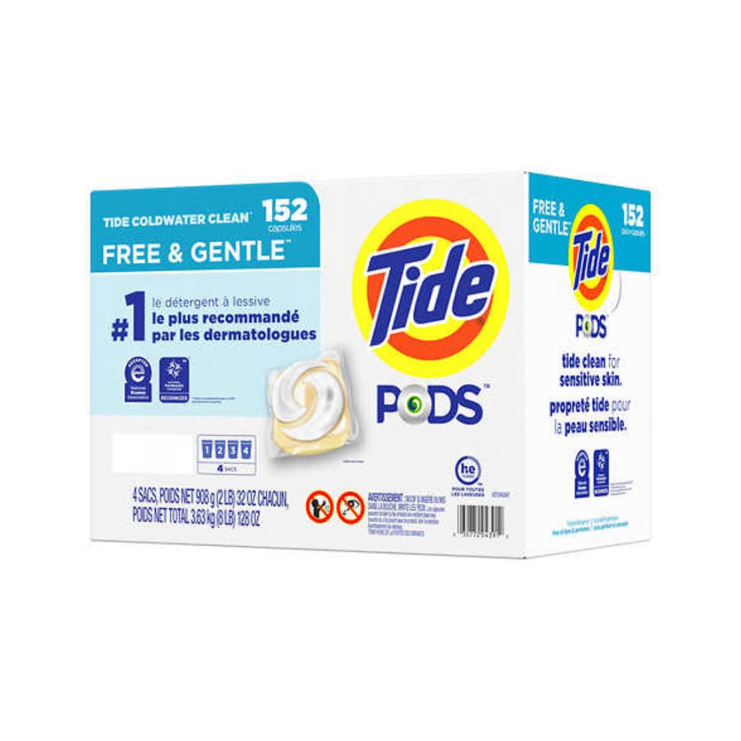 Tide PODS Liquid Laundry Detergent Pacs Free & Gentle 152-count, LARGE, White — additional product image 2