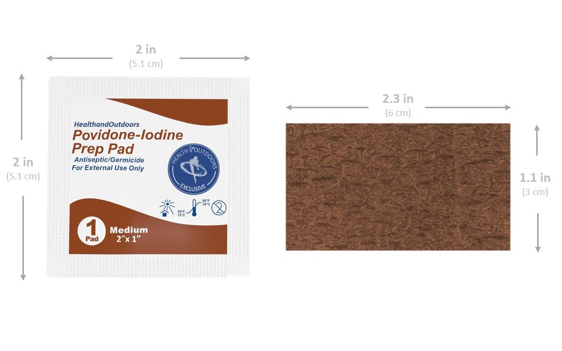 HAO Povidone-Iodine Prep Pads (120 Count), 10% Solution, Disposable Individually Wrapped Wipes For Wound Care, First Aid