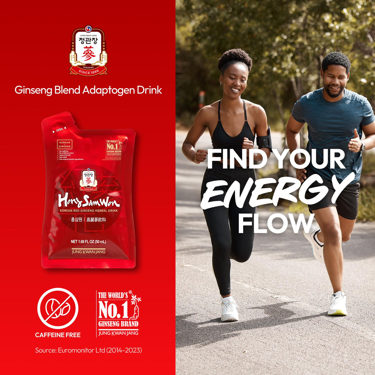 JUNG KWAN JANG US HongSamWon - Korean Red Ginseng Tea, Pre and Post Workout Herbal Energy Drink with Jujube, Cinnamon Ginger