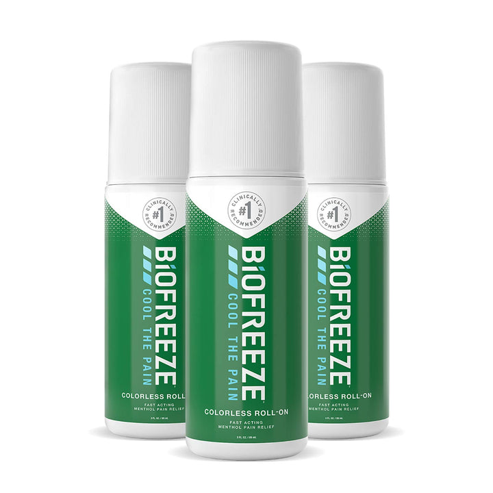 Biofreeze Colorless Roll-On, Fast Acting, Long Lasting, & Powerful Topical Pain Reliever, Cream, (Packaging May Vary),3 Fl Oz