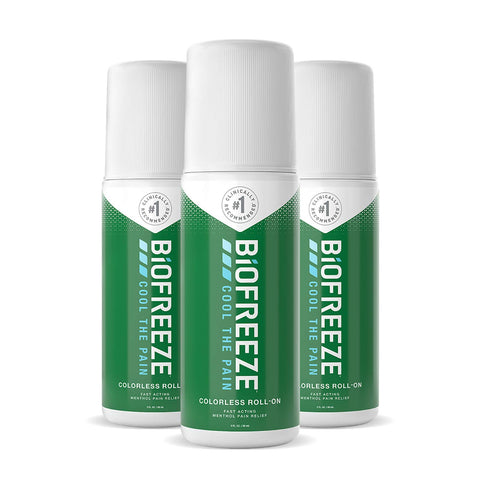 Biofreeze Colorless Roll-On, Fast Acting, Long Lasting, & Powerful Topical Pain Reliever, Cream, (Packaging May Vary),3 Fl Oz