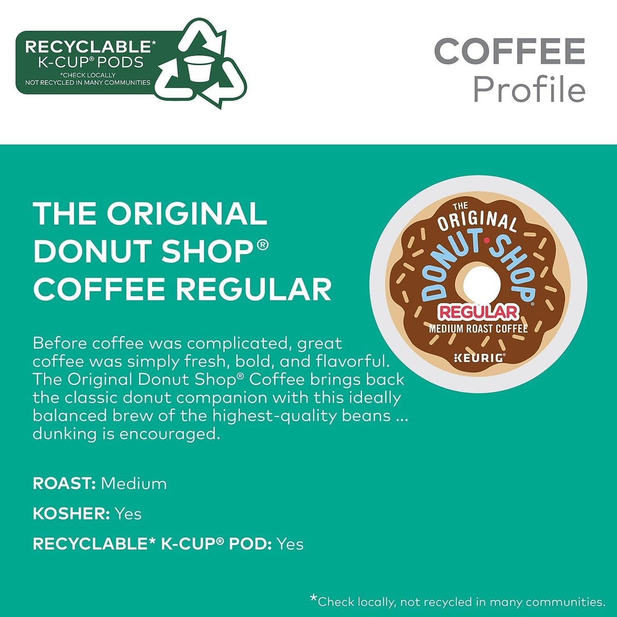 The Original Donut Shop Regular, Single-Serve Keurig K-Cup Pods, Medium Roast Coffee Pods, 80 Count — additional product